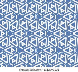 Seamless pattern with symmetric geometric ornament. Ornamental mosaic texture. Abstract background. Vector illustration.