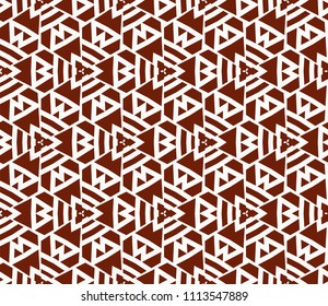 Seamless pattern with symmetric geometric ornament. Ornamental mosaic texture. Abstract background. Vector illustration.