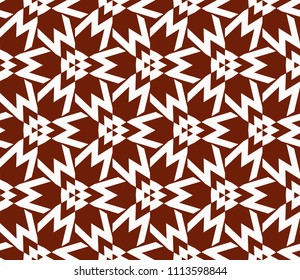 Seamless pattern with symmetric geometric ornament. Ornamental mosaic texture. Abstract background. Vector illustration.