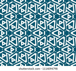 Seamless pattern with symmetric geometric ornament. Ornamental mosaic texture. Abstract background. Vector illustration.