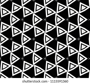 Seamless pattern with symmetric geometric ornament. Ornamental mosaic texture. Abstract background. Vector illustration.