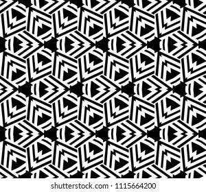 Seamless pattern with symmetric geometric ornament. Ornamental mosaic texture. Abstract background. Vector illustration.