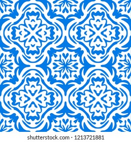 Seamless pattern with symmetric geometric ornament. Ornamental mosaic texture. Kaleidoscope abstract background