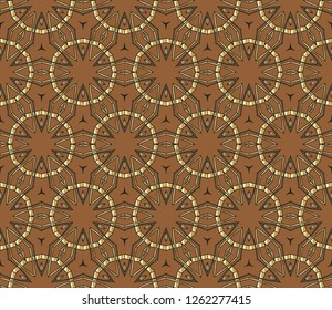 Seamless pattern with symmetric geometric ornament. Ornamental mosaic texture. Ethnic arabic, indian, turkish ornament  . Luxury  vector pattern. Vector illustration