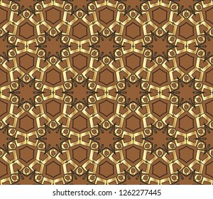 Seamless pattern with symmetric geometric ornament. Ornamental mosaic texture. Ethnic arabic, indian, turkish ornament  . Luxury  vector pattern. Vector illustration