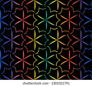 Seamless pattern with symmetric geometric ornament. Abstract background. Vector illustration.