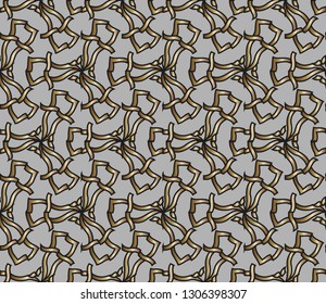 Seamless pattern with symmetric geometric ornament. Ornamental mosaic texture. Kaleidoscope abstract background abstract classic golden, silver    pattern. metal mosaic on a colored background.     