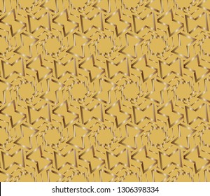 Seamless pattern with symmetric geometric ornament. Ornamental mosaic texture. Kaleidoscope abstract background abstract classic golden, silver    pattern. metal mosaic on a colored background.     