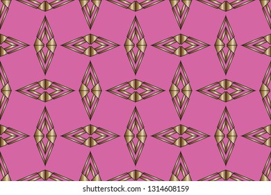 Seamless pattern with symmetric geometric ornament. Ornamental mosaic texture. Kaleidoscope abstract background abstract classic golden, silver    pattern. 