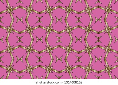 Seamless pattern with symmetric geometric ornament. Ornamental mosaic texture. Kaleidoscope abstract background abstract classic golden, silver    pattern. 