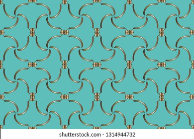 Seamless pattern with symmetric geometric ornament. Ornamental mosaic texture. Kaleidoscope abstract background abstract classic golden, silver    pattern. metal mosaic on a colored background.     