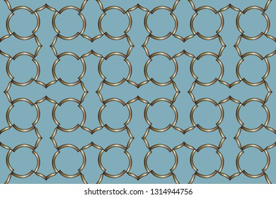 Seamless pattern with symmetric geometric ornament. Ornamental mosaic texture. Kaleidoscope abstract background abstract classic golden, silver    pattern. metal mosaic on a colored background.     