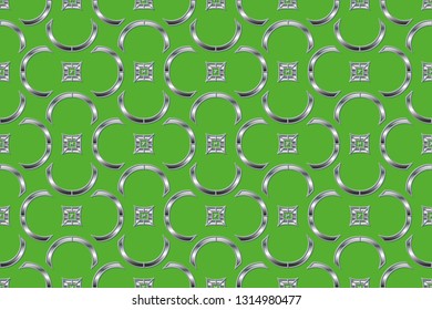 Seamless pattern with symmetric geometric ornament. Ornamental mosaic texture. Kaleidoscope abstract background abstract classic golden, silver    pattern. metal mosaic on a colored background.     
