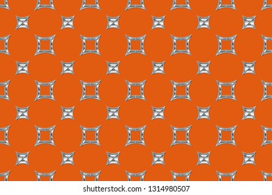 Seamless pattern with symmetric geometric ornament. Ornamental mosaic texture. Kaleidoscope abstract background abstract classic golden, silver    pattern. metal mosaic on a colored background.     