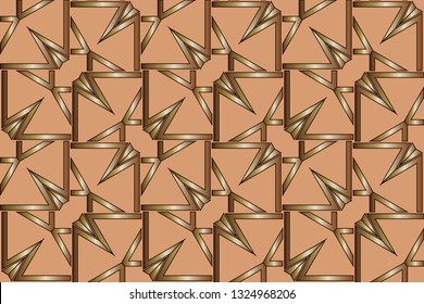 Seamless pattern with symmetric geometric ornament. Ornamental mosaic texture. Kaleidoscope abstract background abstract classic golden pattern. metal mosaic on a colored background.     