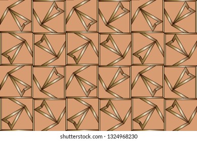 Seamless pattern with symmetric geometric ornament. Ornamental mosaic texture. Kaleidoscope abstract background abstract classic golden pattern. metal mosaic on a colored background.     