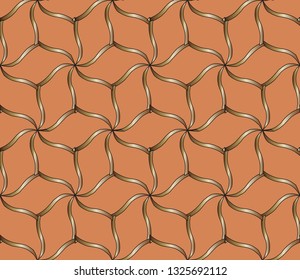 Seamless pattern with symmetric geometric ornament. Ornamental mosaic texture. Kaleidoscope abstract background abstract classic golden pattern. metal mosaic on a colored background.     