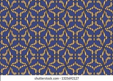 Seamless pattern with symmetric geometric ornament. Ornamental mosaic texture. Kaleidoscope abstract background abstract classic golden pattern. metal mosaic on a colored background.     