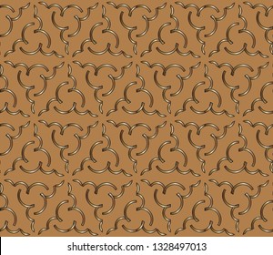 Seamless pattern with symmetric geometric ornament. Ornamental mosaic texture. Kaleidoscope abstract background abstract golden classic pattern. Metal mosaic on a colored background.     