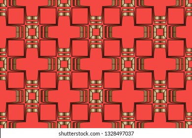 Seamless pattern with symmetric geometric ornament. Ornamental mosaic texture. Kaleidoscope abstract background abstract golden classic pattern. Metal mosaic on a colored background.     