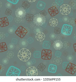 Seamless pattern with symmetric geometric ornament. Ethnic and tribal motifs. 
Repeated rhombuses, quadrangles and lines background. Ornamental wallpaper
