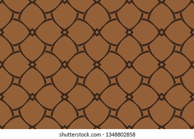 Seamless pattern with symmetric geometric ornament. Ornamental mosaic texture. Kaleidoscope abstract background. Brown pattern, brown image    Ethnic Arabic, Indian, Turkish ornament . 
