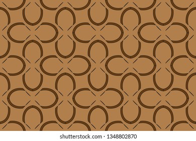Seamless pattern with symmetric geometric ornament. Ornamental mosaic texture. Kaleidoscope abstract background. Brown pattern, brown image    Ethnic Arabic, Indian, Turkish ornament . 
