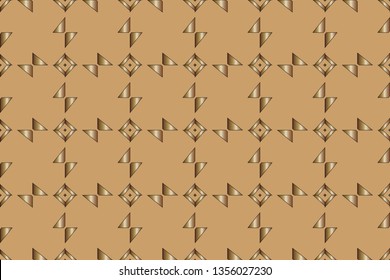 Seamless pattern with symmetric geometric ornament. Ornamental mosaic texture. Kaleidoscope abstract background abstract golden classic pattern. Metal mosaic on a colored background.     