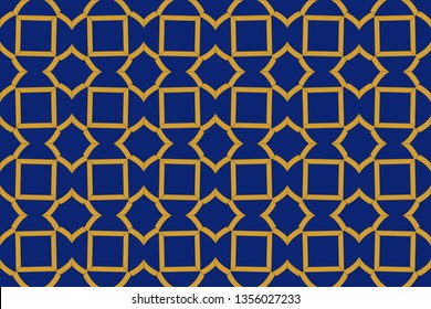 Seamless pattern with symmetric geometric ornament. Ornamental mosaic texture. Kaleidoscope abstract background abstract golden classic pattern. Metal mosaic on a colored background.     