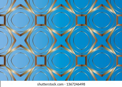 Seamless pattern with symmetric geometric ornament. Ornamental mosaic texture. Kaleidoscope abstract background abstract golden classic pattern. Metal mosaic on a colored background. 