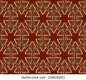 Seamless pattern with symmetric geometric ornament. Ornamental mosaic texture. Kaleidoscope abstract background abstract golden classic pattern. Metal mosaic on a colored background. 