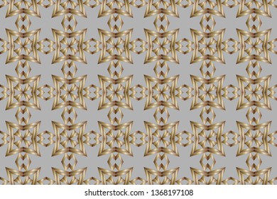 Seamless pattern with symmetric geometric ornament. Ornamental mosaic texture. Kaleidoscope abstract background abstract classic golden, silver pattern. metal mosaic on a colored background. 