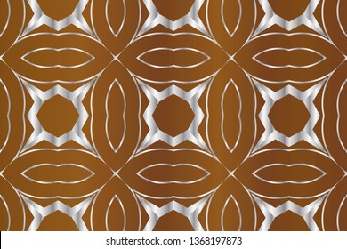 Seamless pattern with symmetric geometric ornament. Ornamental mosaic texture. Kaleidoscope abstract background abstract golden classic pattern. Metal mosaic on a colored background. 