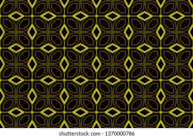 Seamless pattern with symmetric geometric ornament. Ornamental mosaic texture. Kaleidoscope abstract background abstract golden classic pattern. Metal mosaic on a colored background. 