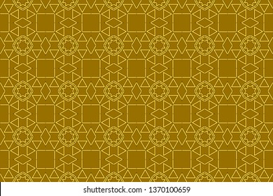 Seamless pattern with symmetric geometric ornament. Ornamental mosaic texture. Kaleidoscope abstract background abstract classic golden,  pattern.  mosaic on a colored background. 