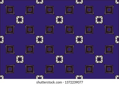 Seamless pattern with symmetric geometric ornament. Ornamental mosaic texture. Kaleidoscope abstract background abstract golden classic pattern. Metal mosaic on a colored background. 