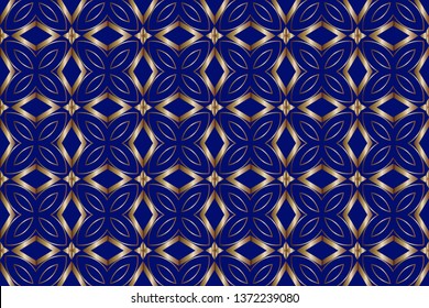Seamless pattern with symmetric geometric ornament. Ornamental mosaic texture. Kaleidoscope abstract background abstract golden classic pattern. Metal mosaic on a colored background. 