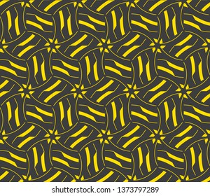 Seamless pattern with symmetric geometric ornament. Ornamental mosaic texture. Kaleidoscope abstract background. Vector illustration 