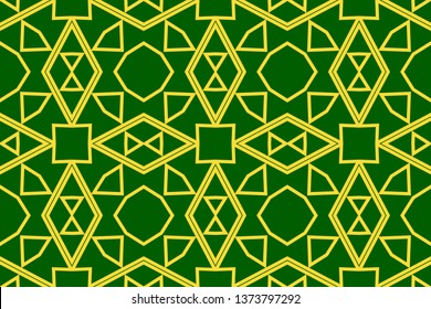 Seamless pattern with symmetric geometric ornament. Ornamental mosaic texture. Kaleidoscope abstract background. Vector illustration 