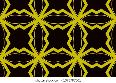Seamless pattern with symmetric geometric ornament. Ornamental mosaic texture. Kaleidoscope abstract background. Vector illustration 