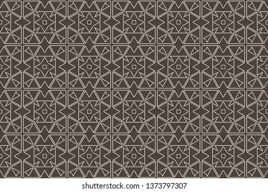 Seamless pattern with symmetric geometric ornament. Ornamental mosaic texture. Kaleidoscope abstract background. Vector illustration 