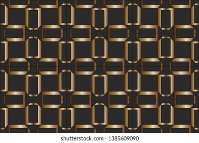 Seamless pattern with symmetric geometric ornament. Ornamental mosaic texture. Kaleidoscope abstract background abstract golden classic pattern. Golden drawings on a brown background