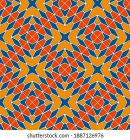 Seamless pattern with symmetric geometric ornament. 