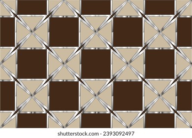 Seamless pattern with symmetric geometric ornament. Ornamental mosaic texture. Kaleidoscope abstract background abstract golden classic pattern. Metal mosaic on a colored background.