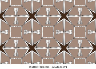 Seamless pattern with symmetric geometric ornament. Ornamental mosaic texture. Kaleidoscope abstract background abstract golden classic pattern. Metal mosaic on a colored background.