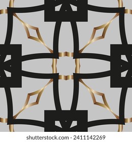Seamless pattern with symmetric geometric ornament. Ornamental mosaic texture. Kaleidoscope abstract background abstract golden classic pattern. 