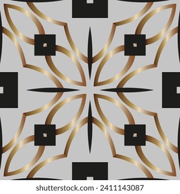 Patrón sin foco con ornamento geométrico simétrico. Para su diseño, fondo de pantalla, presentación, banner, portada de página. Ilustración hecha con textura.
