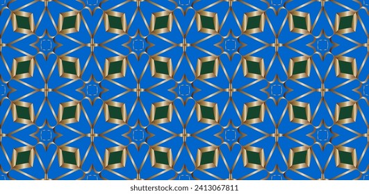 Seamless pattern with symmetric geometric ornament. For your design, Wallpaper, presentation, banner, page cover. Illustration made with texture.