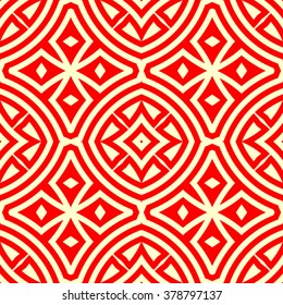Seamless pattern with symmetric geometric ornament. Ornamental mosaic texture. Kaleidoscope abstract background. Vector illustration 