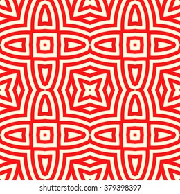 Seamless pattern with symmetric geometric ornament. Ornamental mosaic texture. Kaleidoscope abstract background. Vector illustration 